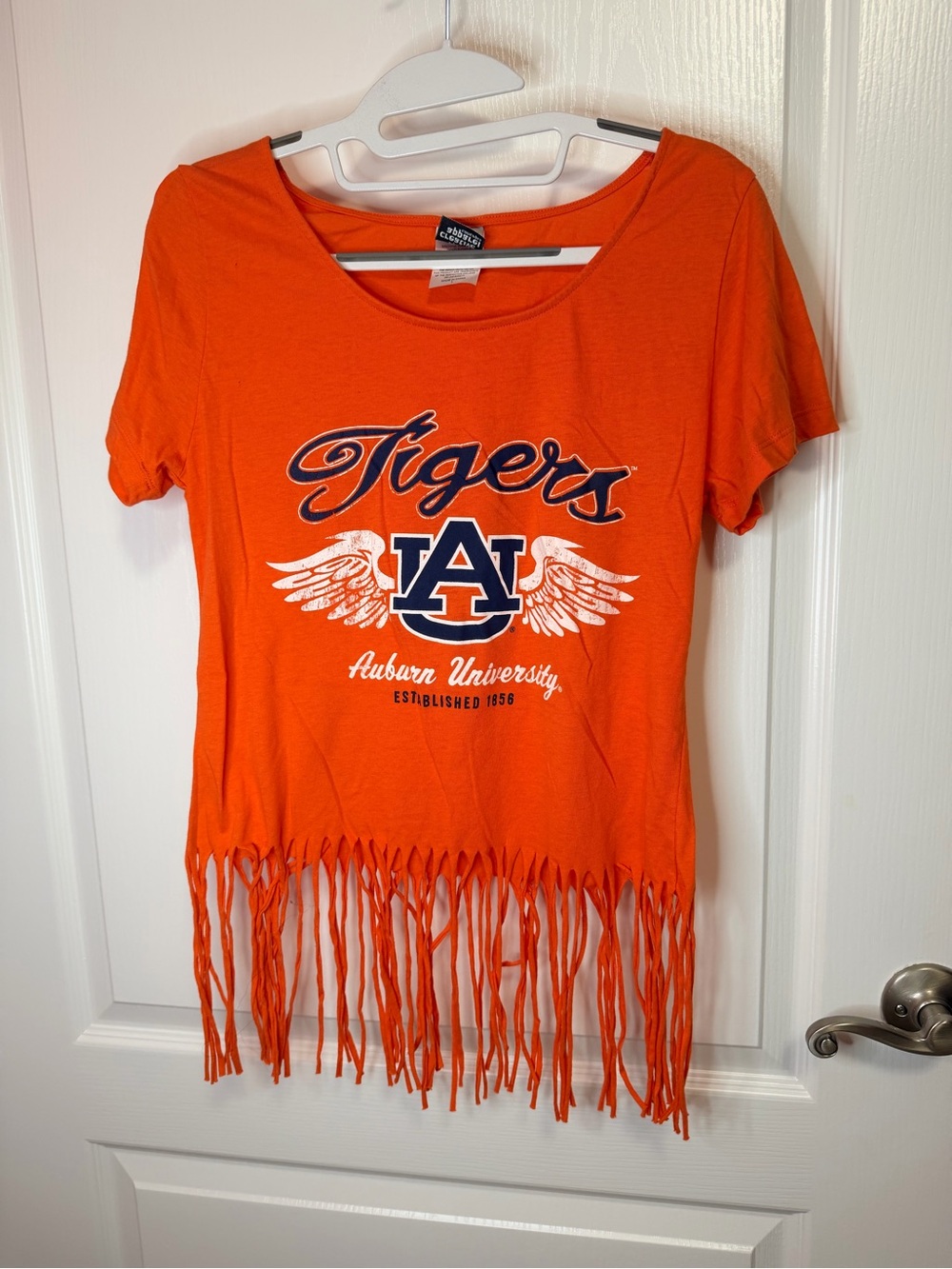 Auburn University Tigers Orange Fringe Crop Tee by Colosseum